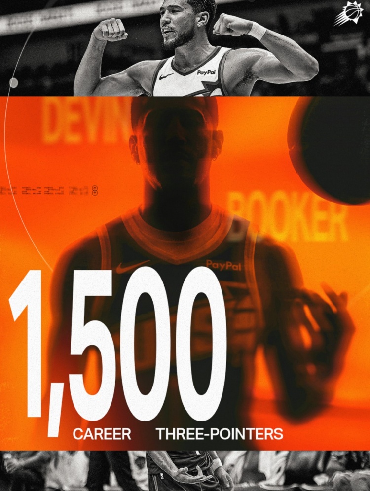 星空体育官方入口-🎯里程碑！布克常规赛生涯三分命中数突破1500大关